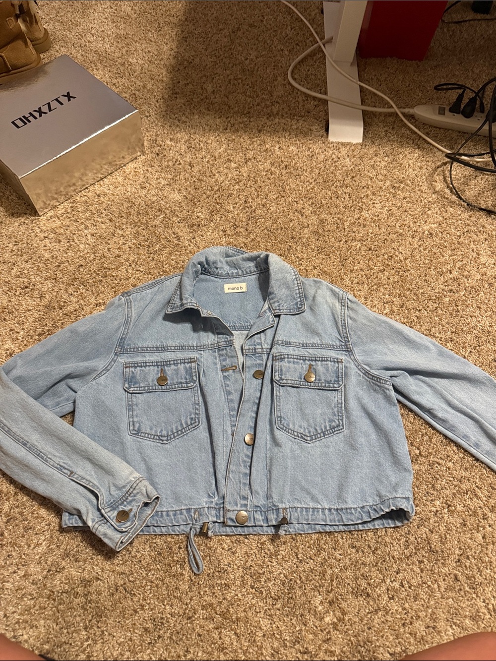 Mono B Light Blue Cropped Denim Jacket
